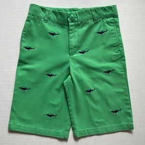 E-Land Boys Size 7 Green with embroidered Blue fish Short.